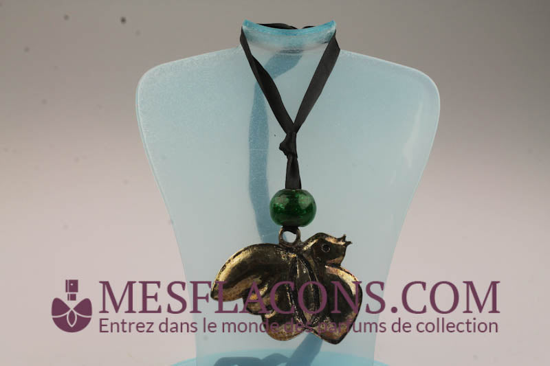 Pendentif - Oiseau argt & boule verte